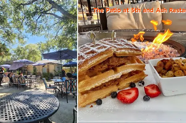 the patio at 5th and ash restaurant